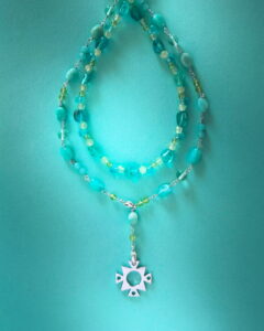 Peridot✨Amazonite✨Apatite✨Prenite✨Silver Doublbe hook Necklace